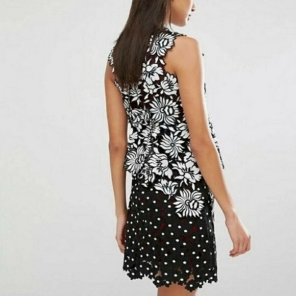 Self-Portrait Millie Layered Guipure Layered Lace Asymmetric Sleeveless Dress - Picture 2 of 12